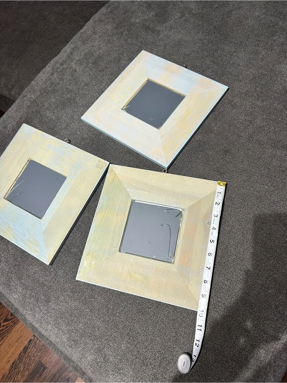 Set of 3 White Square Wall Mirrors - Contemporary Home Wall Decor (10in X 10in)